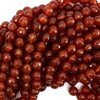 AA Faceted Red Carnelian Round Beads Gemstone 14