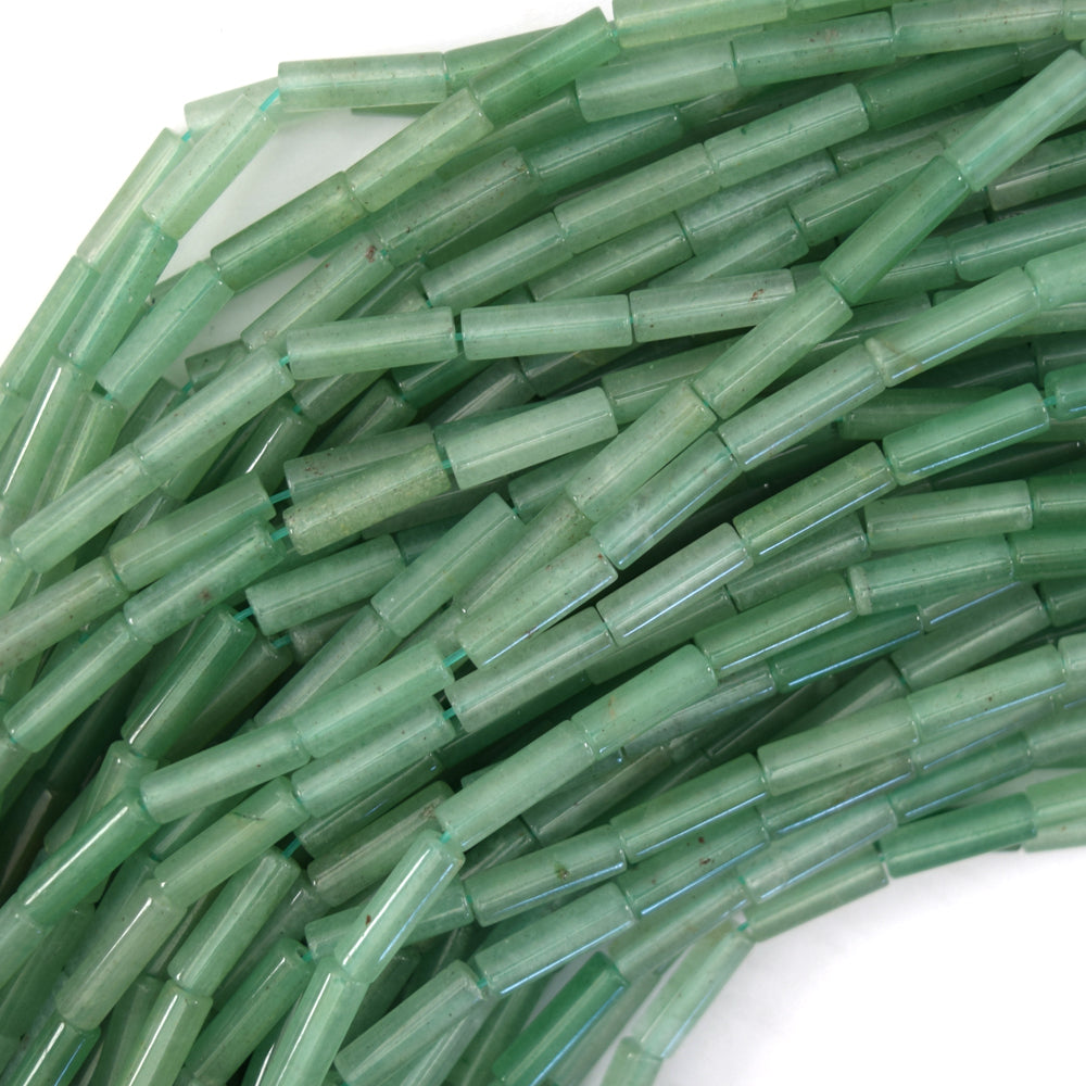 13mm natural green aventurine tube cylinder beads 15.5" strand