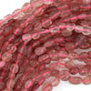 6mm - 8mm natural strawberry quartz pebble nugget beads 15.5