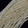 Faceted White Mother Of Pearl MOP Round Beads 15.5