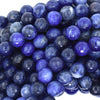 Natural Faceted Blue Sodalite Round Beads 14.5