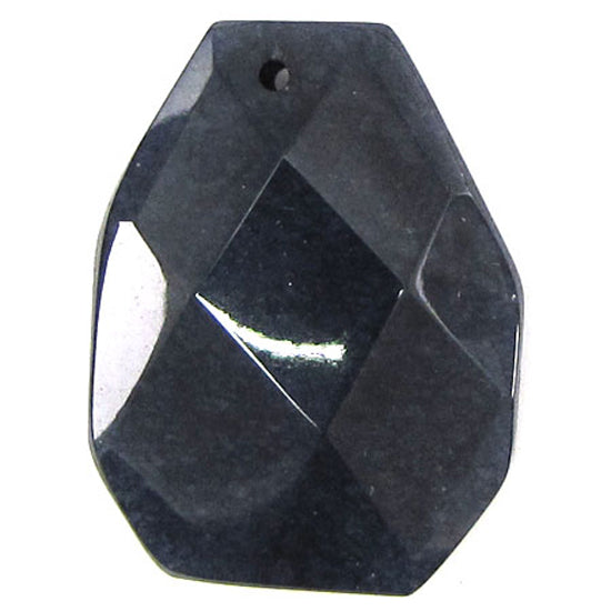2 pieces 40mm faceted sapphire blue jade ladder bead pendant