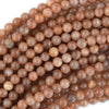 Natural Gray Orange Sunstone Round Beads Gemstone 15