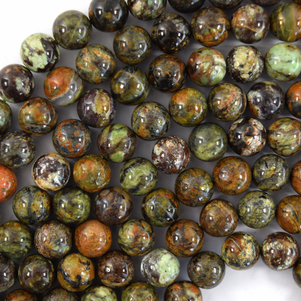 Natural Green Brown Brazilian Opal Round Beads 15.5" Strand 6mm 8mm 10mm