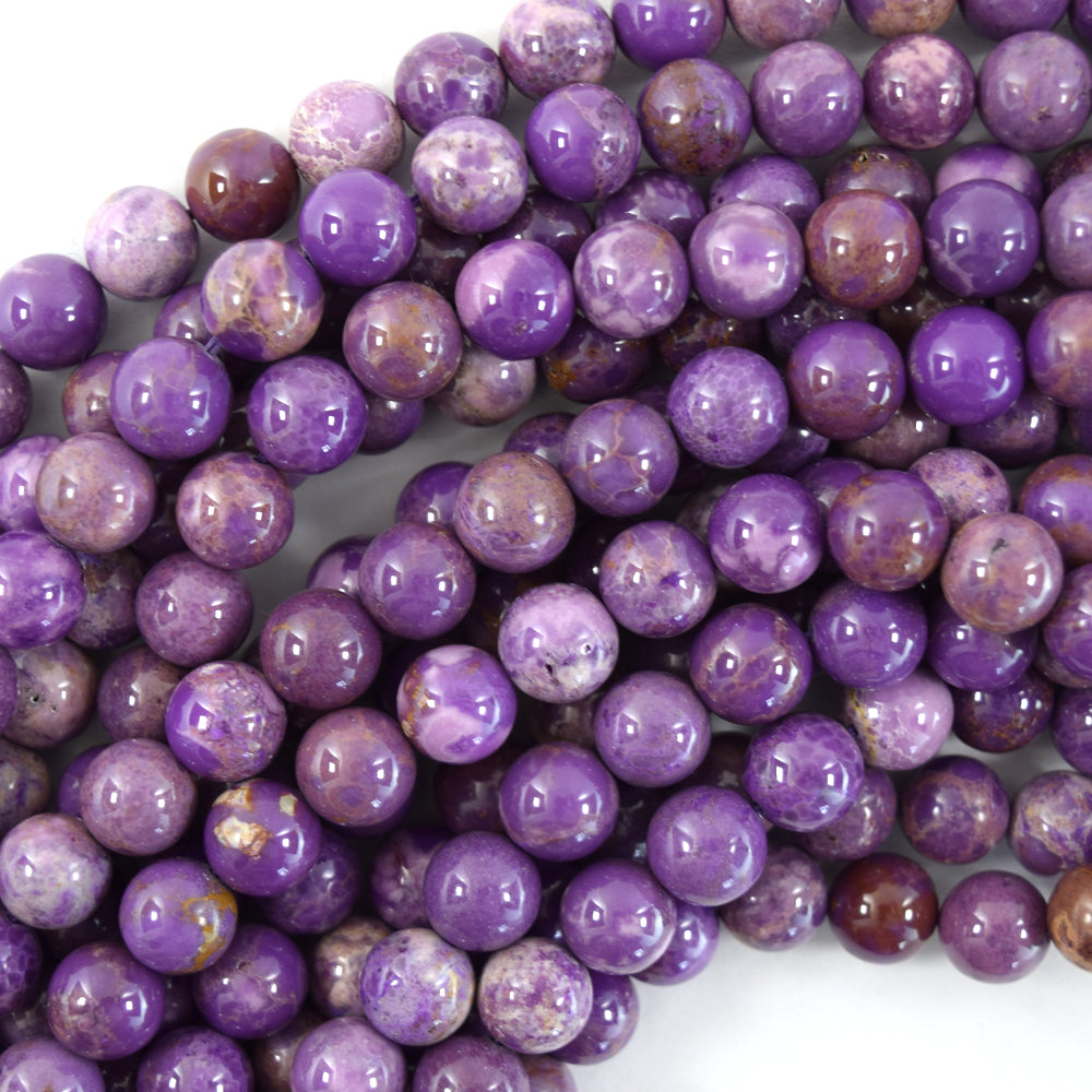 Natural Purple Phosphosiderite Round Beads Gemstone 15" Strand 6mm 8mm 10mm