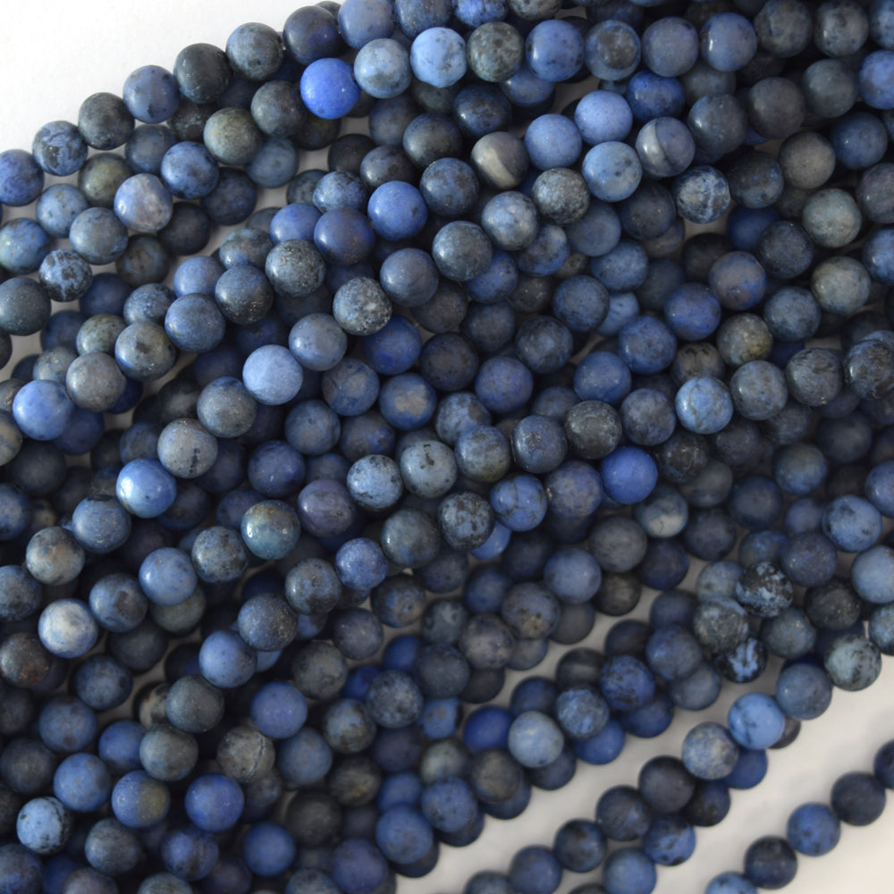 AA Natural Matte Blue Dumortierite Round Beads 15.5" Strand 4mm 6mm 8mm 10mm