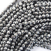 Faceted Silver Hematite Round Beads Gemstone 15.5