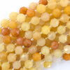 Natural Yellow Jade Prism Double Point Cut Faceted Beads 15.5