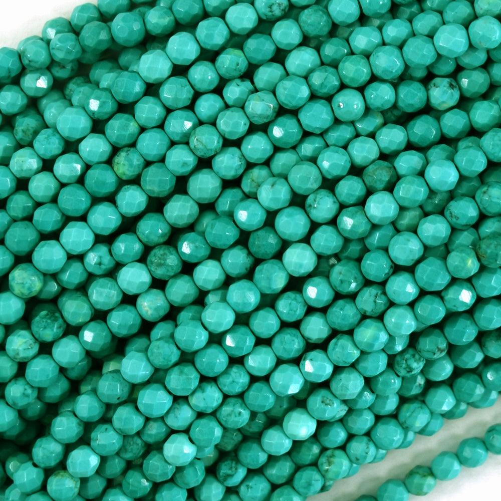 Faceted Green Turquoise Round Beads 15.5" Strand 2mm 3mm 4mm 6mm 8mm 10mm
