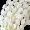 White Mother Of Pearl MOP Flat Oval Beads 15.5