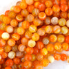 Orange Red Stripe Carnelian Round Beads 15
