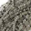 4mm faceted black rutilated quartz rondelle beads 16