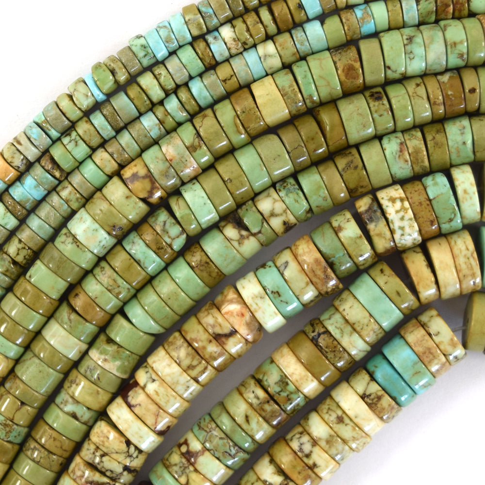 Brown Green Turquoise Heishi Disc Beads Gemstone 15.5" Strand 4mm 6mm 8mm