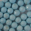 Faceted Cream Blue Turquoise Round Beads 15.5