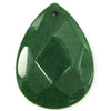 2 pieces 40mm faceted emerald green jade flat teardrop bead pendant