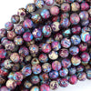 Galaxy Purple Blue Sea Sediment Jasper Round Beads 15.5