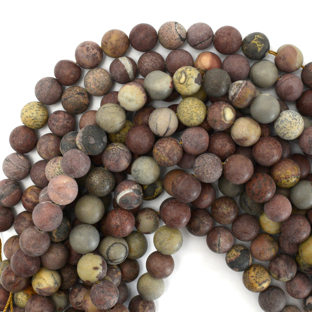 Natural Matte Chohua Jasper Round Beads Gemstone 15" Strand 4mm 6mm 8mm 10mm 12mm