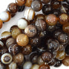 Brown Stripe Agate Round Beads Gemstone 15