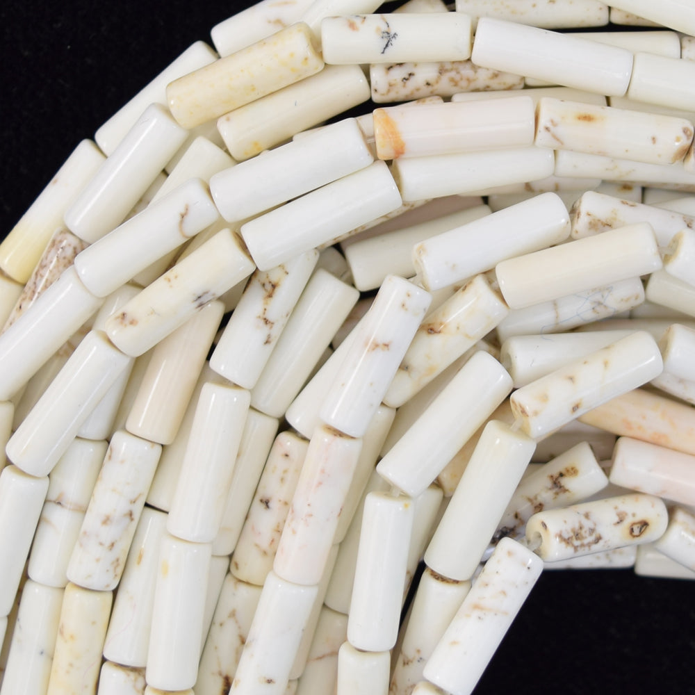 13mm white turquoise tube beads 15.5" strand
