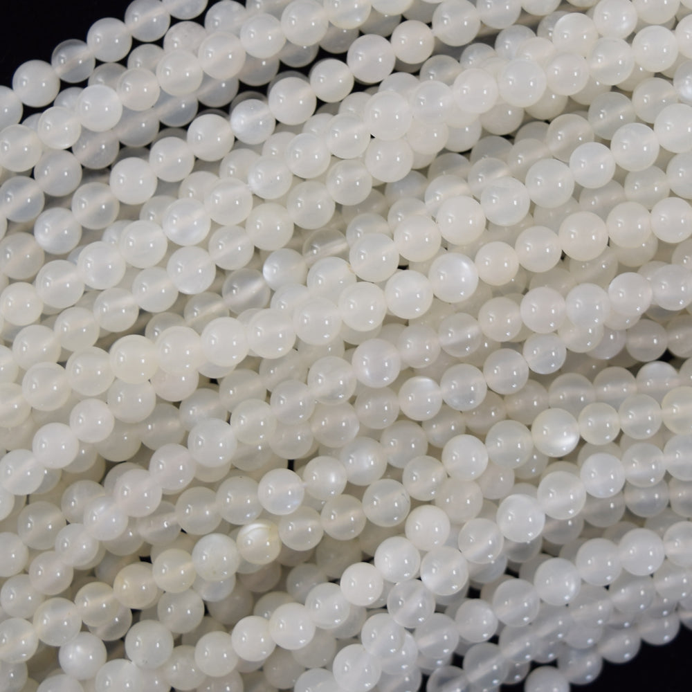 AA Natural Flash Milky White Moonstone Round Beads 15" Strand 4mm 6mm 8mm 10mm