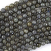 Natural Faceted Gray Labradorite Round Beads 15