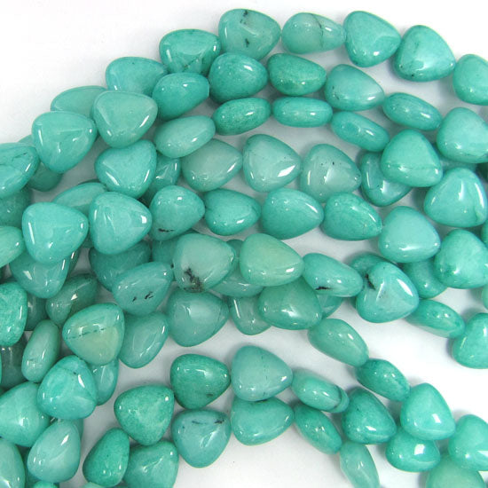 13mm green jade triangle 15" strand