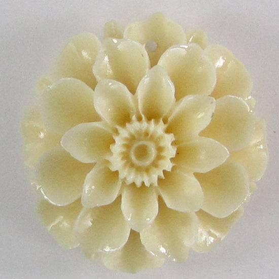 4 pieces 35mm synthetic coral carved chrysanthemum flower pendant bead white