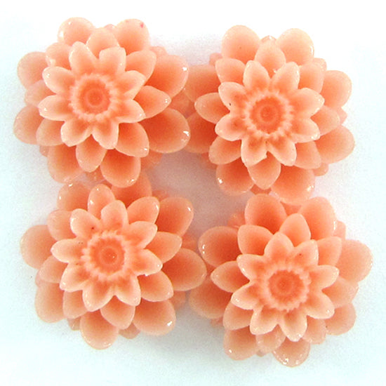 18mm synthetic coral chrysanthemum flower beads 15" strand peach 20 pieces