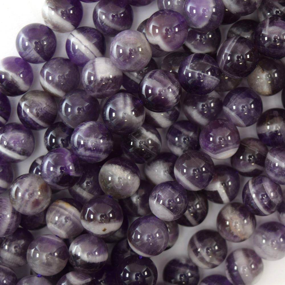 Natural Purple Dog Tooth Chevron Amethyst Round Beads 15.5" 6mm 8mm 10mm S1