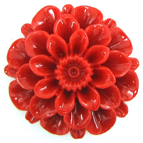 6 pieces 30mm synthetic red coral carved chrysanthemum flower pendant