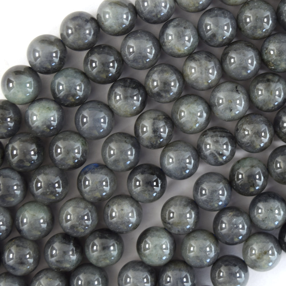 Natural Dark Gray Labradorite Round Beads Gemstone 15" Strand 6mm 8mm 10mm S2