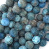 Natural Matte Blue Apatite Round Beads 15.5