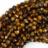 Natural Star Cut Faceted Tiger Eye Round Beads 15