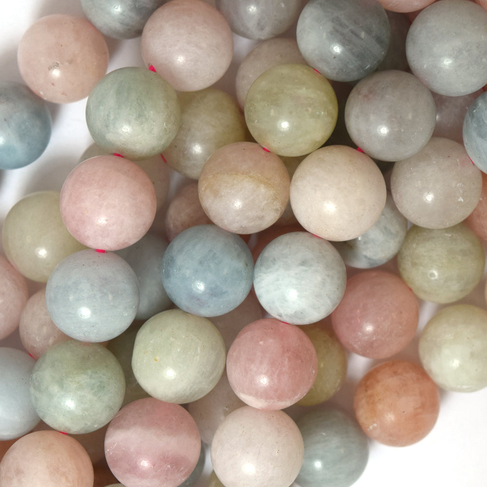 12mm matte morganite round beads 15.5" strand beryl