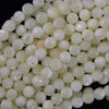 Faceted White Mother Of Pearl MOP Round Beads 15.5
