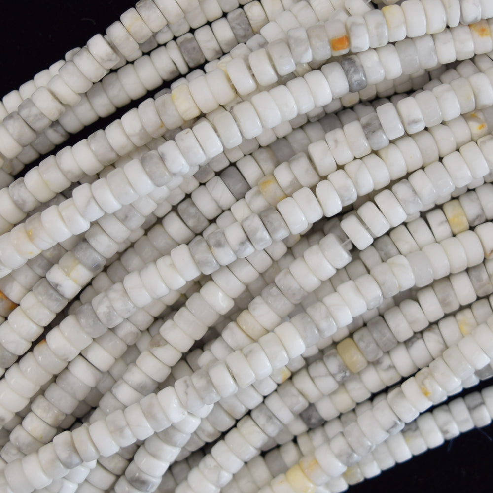 4mm natural white howlite heishi disc beads 15.5" strand 2x4mm