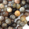 Natural Black Gray Sunstone Round Beads Gemstone 15