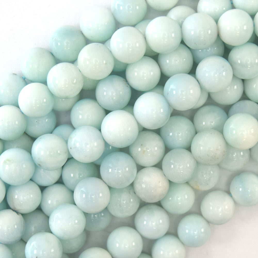 10mm natural light blue hemimorphite round beads 15.5" strand