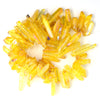 20-30mm mystic titanium yellow rock crystal quartz stick tooth beads 15.5