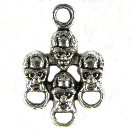 22 25mm silver plated pewter skull beads charm findings