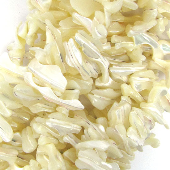 20mm - 25mm white mother of pearl mop branch beads 15" strand