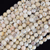 Faceted Brown White Turquoise Round Beads 15.5
