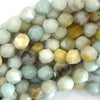 Natural Star Cut Faceted Amazonite Round Beads Gemstone 14