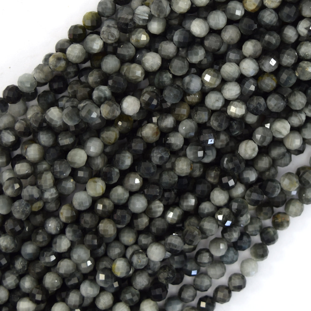 4mm faceted hawkeye round beads 15.5" strand hawk eye