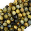 Gold Blue Tiger Eye Round Beads Gemstone 15.5