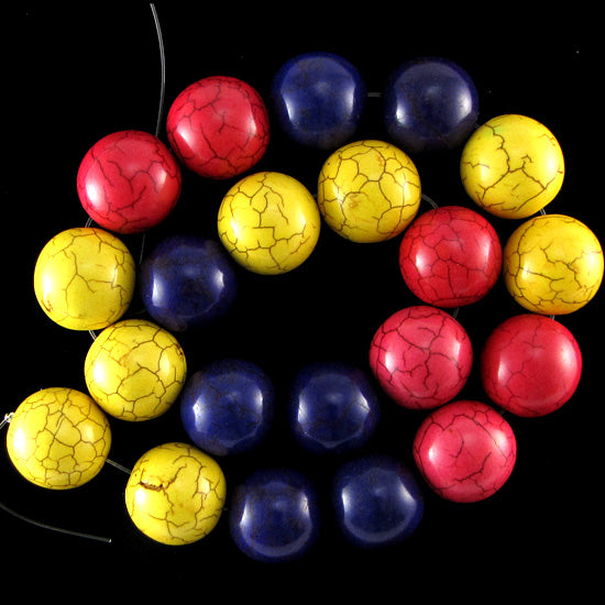 20mm multicolor turquoise round beads 16" strand