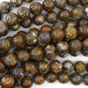 Natural African Brown Opal Round Beads Gemstone 15.5