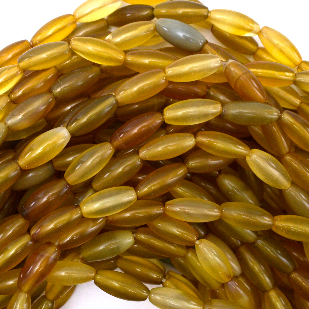 12mm light brown agate rice beads 15.5" strand
