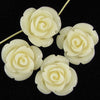4 17mm synthetic coral carved rose flower pendant bead white