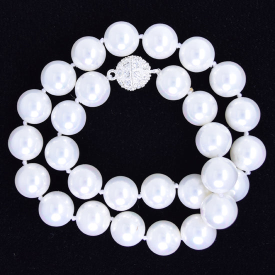 16mm rainbow white shell pearl round beads necklace 17"